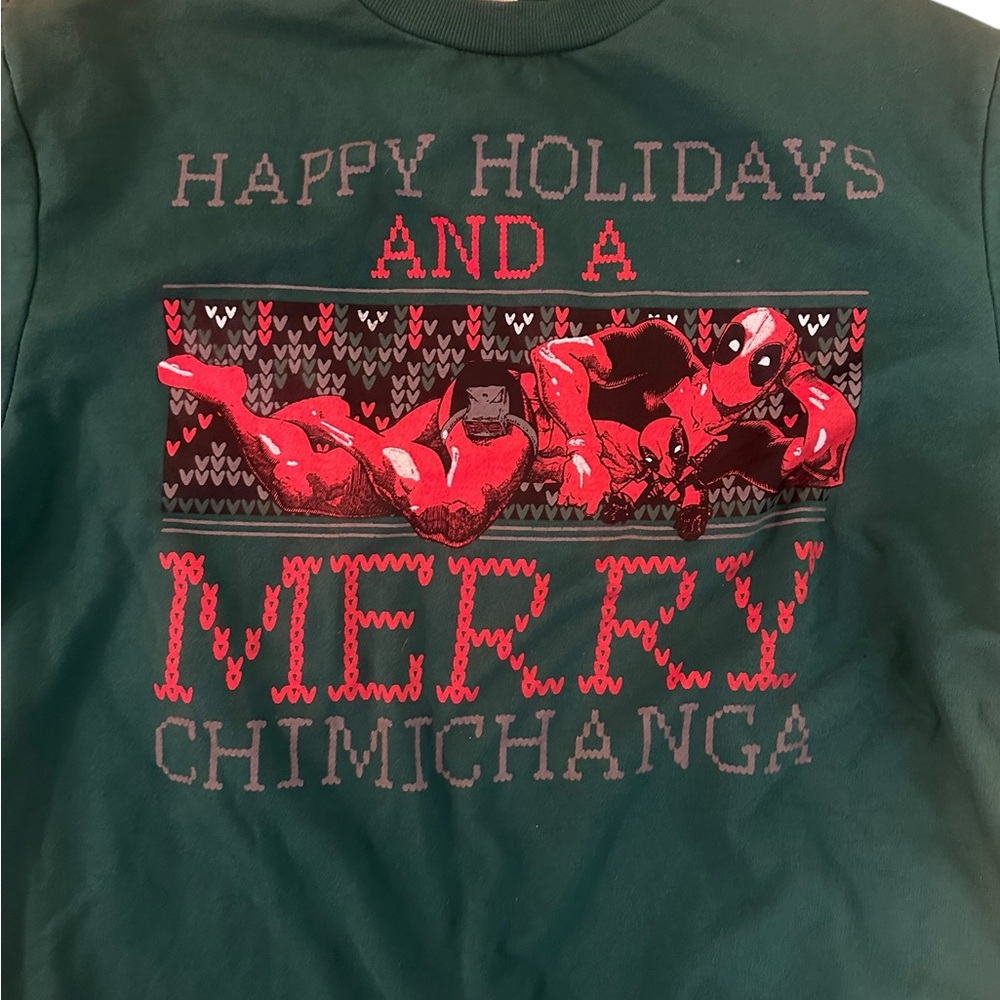 Marvel Green and Red Deadpool Holiday Sweater